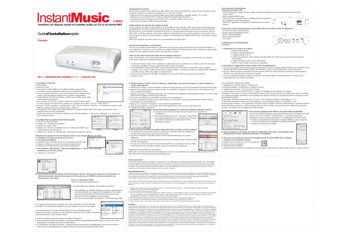 Guide utilisation  ADS TECH INSTANT MUSIC FOR MAC  de la marque ADS TECH