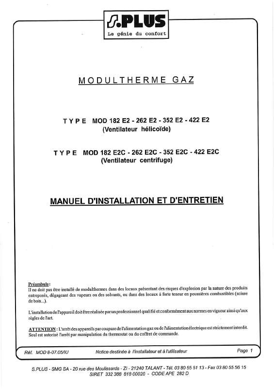 Guide utilisation  S.PLUS MOD 182 E2C  de la marque S.PLUS