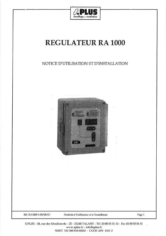Guide utilisation  S.PLUS RA 1000  de la marque S.PLUS