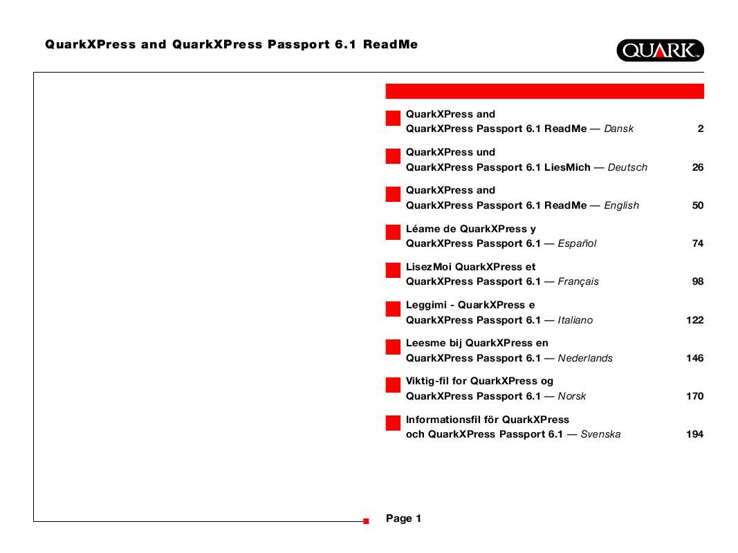 Guide utilisation  QUARK QUARKXPRESS PASSPORT 6.1  de la marque QUARK