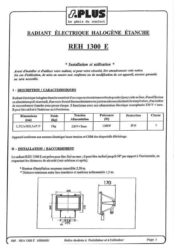 Guide utilisation  S.PLUS REH 1300 E  de la marque S.PLUS