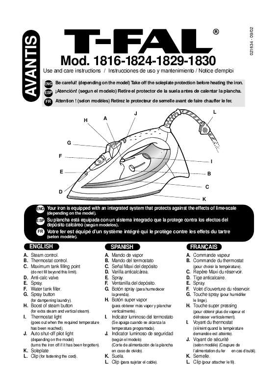 Guide utilisation T-FAL 1829 de la marque T-FAL