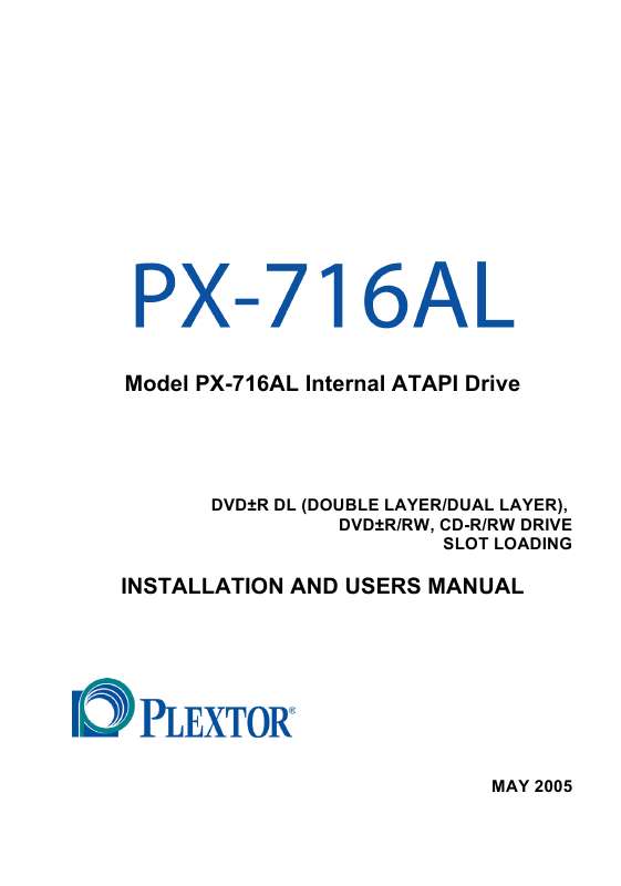 Guide utilisation PLEXTOR PX-716AL  de la marque PLEXTOR