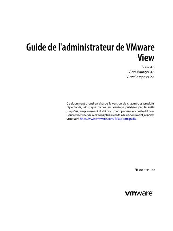 Guide utilisation  VMWARE VIEW 4.5  de la marque VMWARE