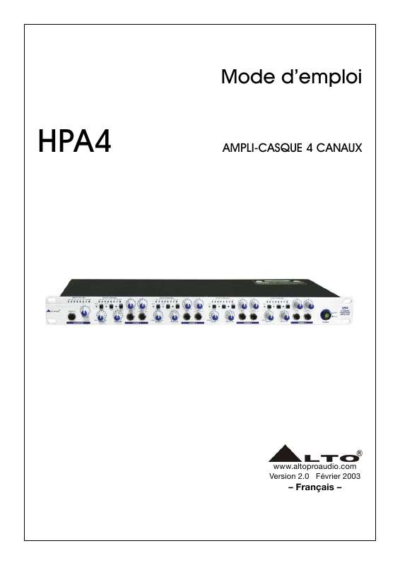 Guide utilisation  ALTO HPA4  de la marque ALTO