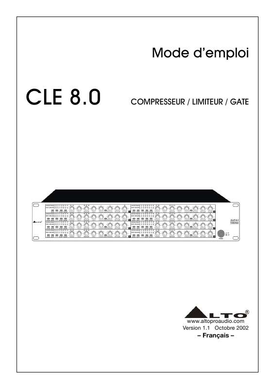 Guide utilisation  ALTO CLE 8.0  de la marque ALTO