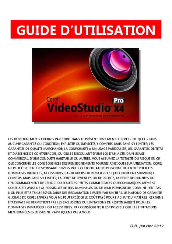 Guide utilisation COREL VIDEOSTUDIO X4 PRO  de la marque COREL