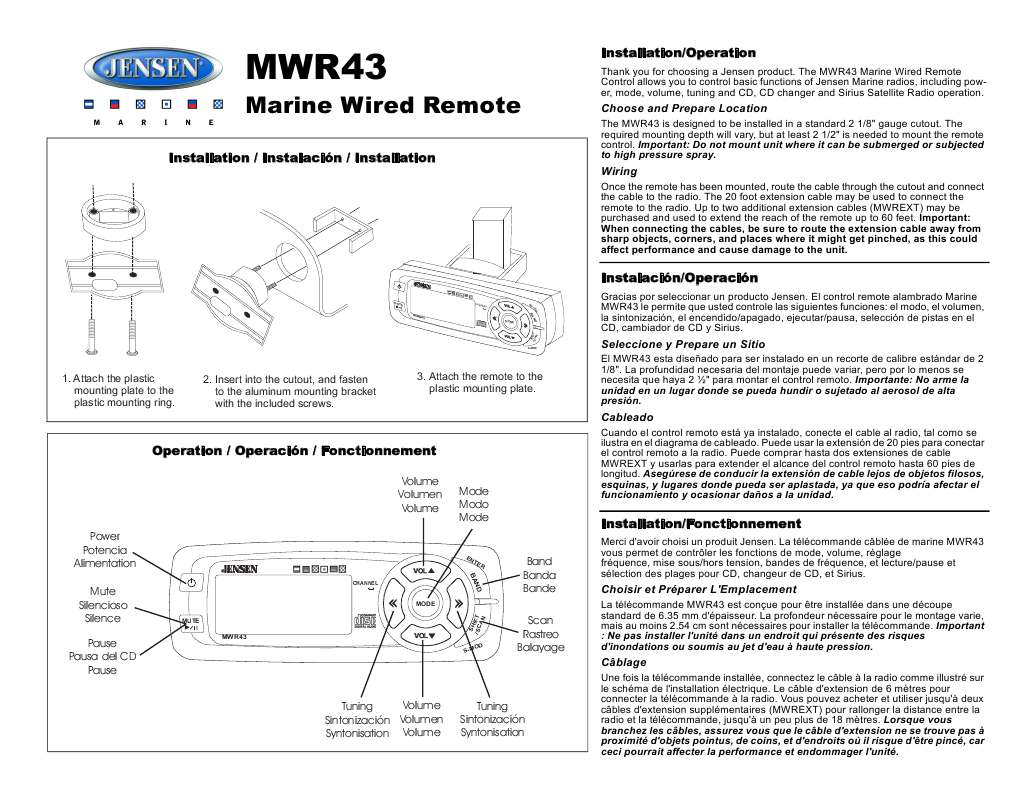Guide utilisation  AUDIOVOX MWR43  de la marque AUDIOVOX