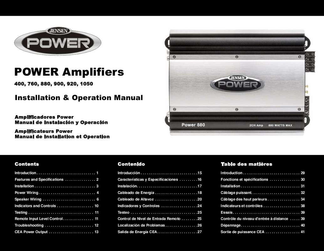 Guide utilisation  AUDIOVOX POWER AMPLIFIERS 760  de la marque AUDIOVOX