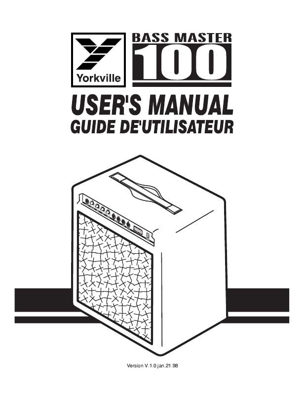 Guide utilisation  YORKVILLE BASS MASTER 100  de la marque YORKVILLE