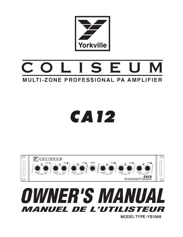 Guide utilisation  YORKVILLE CA12  de la marque YORKVILLE