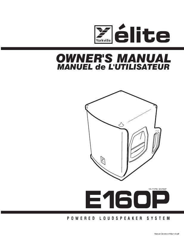 Guide utilisation  YORKVILLE ELITE E160P  de la marque YORKVILLE