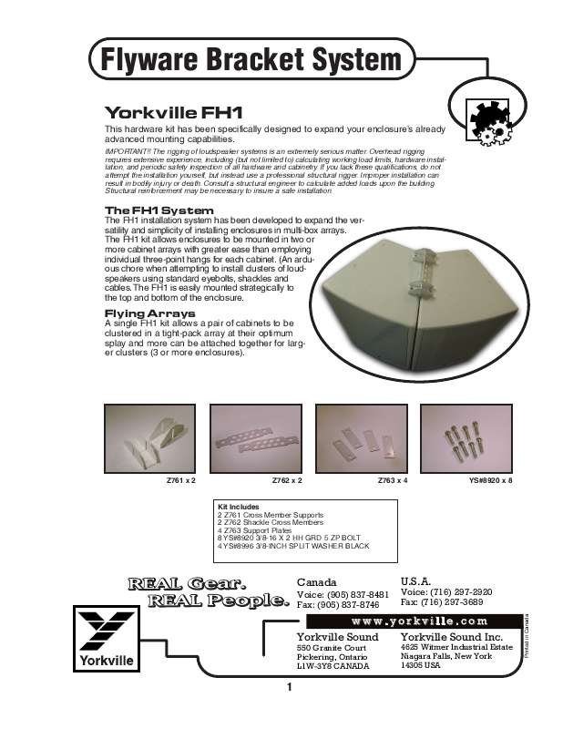 Guide utilisation  YORKVILLE FH1  de la marque YORKVILLE
