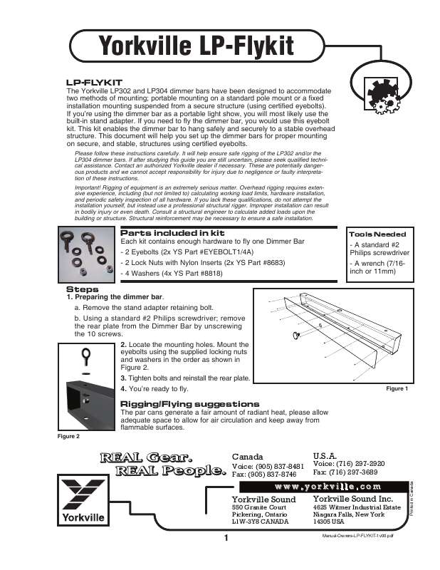 Guide utilisation  YORKVILLE LP-FLYKIT  de la marque YORKVILLE