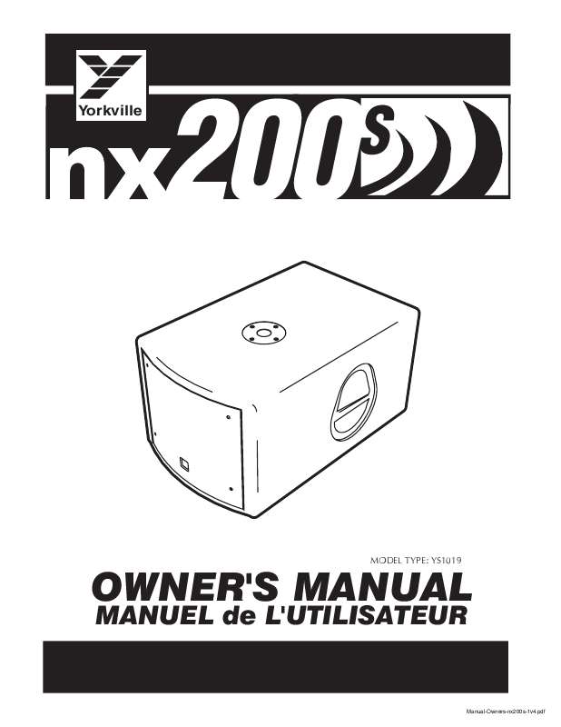Guide utilisation  YORKVILLE NX200S  de la marque YORKVILLE