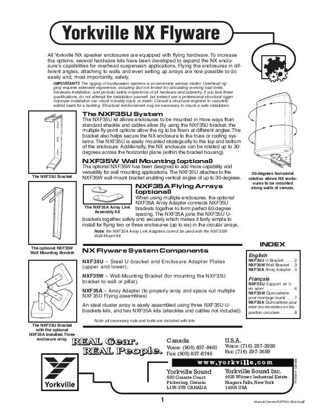 Guide utilisation  YORKVILLE NXF35  de la marque YORKVILLE