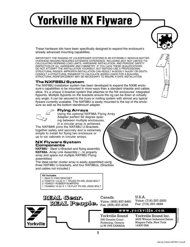 Guide utilisation  YORKVILLE NXF88  de la marque YORKVILLE