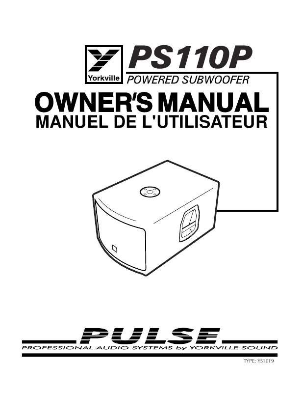 Guide utilisation  YORKVILLE PULSE PS110P  de la marque YORKVILLE