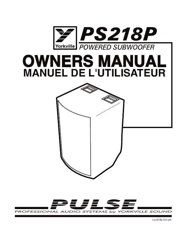 Guide utilisation  YORKVILLE PULSE PS218P  de la marque YORKVILLE