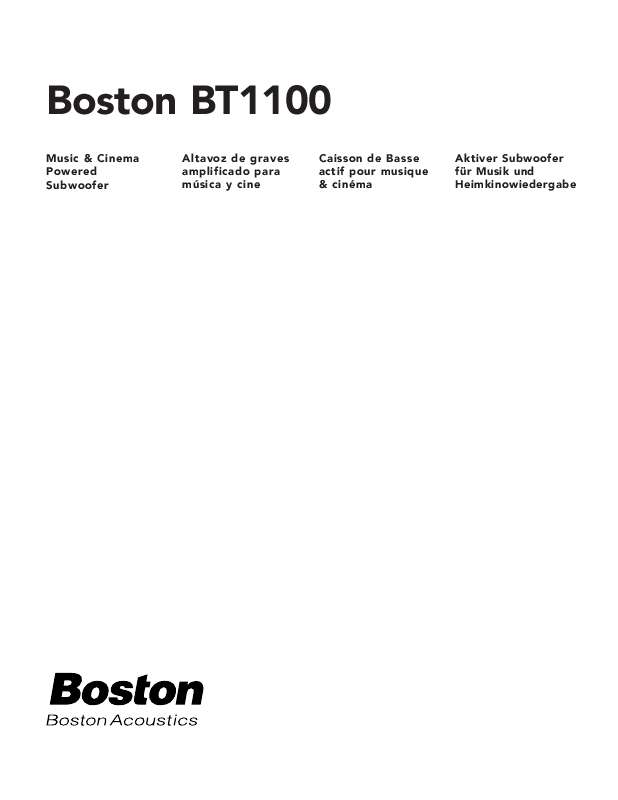 Guide utilisation BOSTON ACOUSTICS BT1100  de la marque BOSTON ACOUSTICS