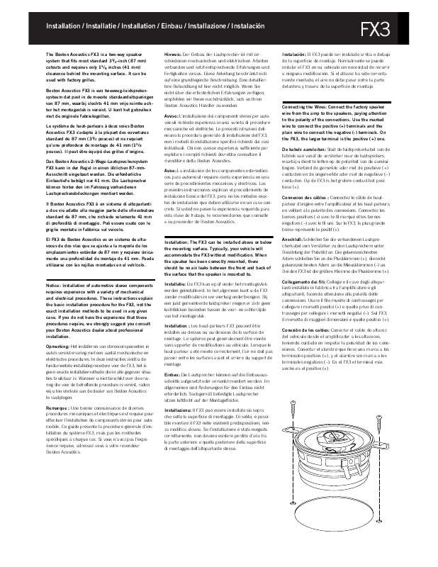 Guide utilisation BOSTON ACOUSTICS FX3  de la marque BOSTON ACOUSTICS