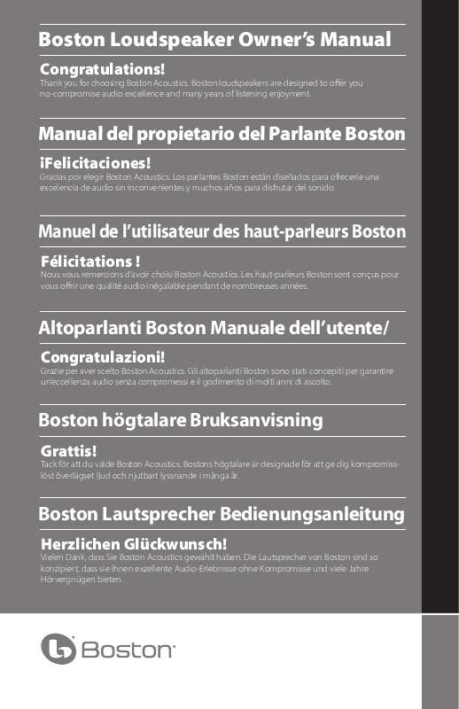 Guide utilisation BOSTON ACOUSTICS LOUDSPEAKER  de la marque BOSTON ACOUSTICS