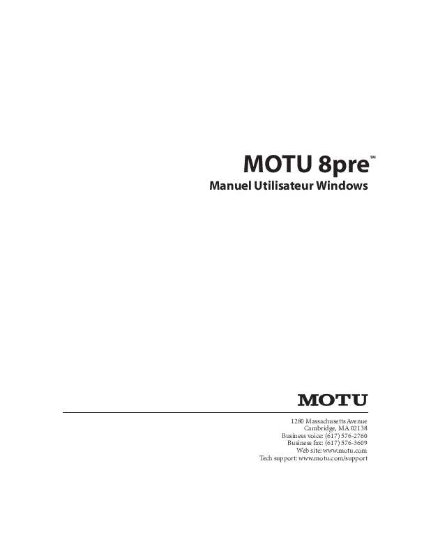 Guide utilisation  MOTU AUDIO EXPRESS 8PRE  de la marque MOTU
