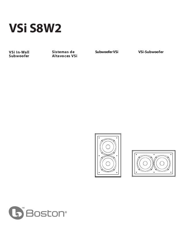 Guide utilisation BOSTON ACOUSTICS VSI S8W2  de la marque BOSTON ACOUSTICS