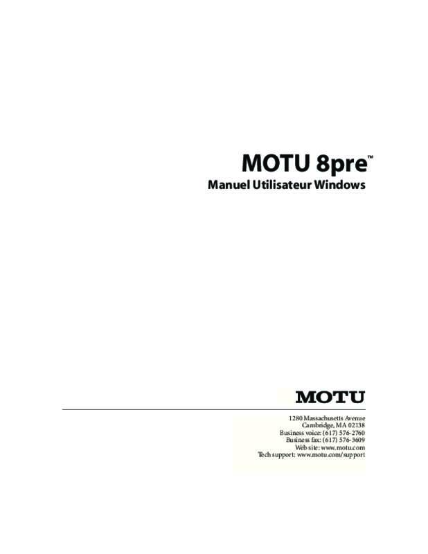 Guide utilisation  MOTU MOTU 8PRE  de la marque MOTU