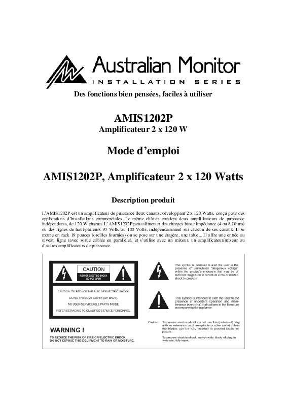 Guide utilisation  AUSTRALIAN MONITOR AMIS1202P  de la marque AUSTRALIAN MONITOR
