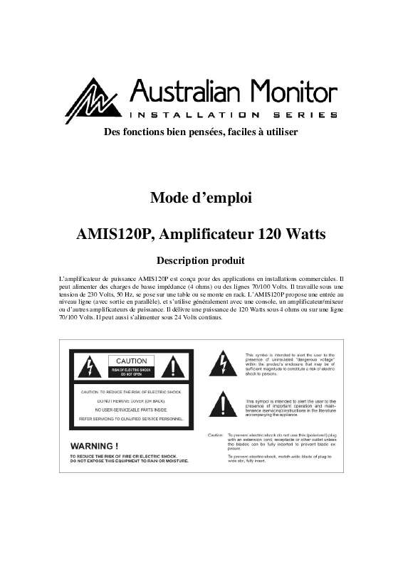 Guide utilisation  AUSTRALIAN MONITOR AMIS120P  de la marque AUSTRALIAN MONITOR