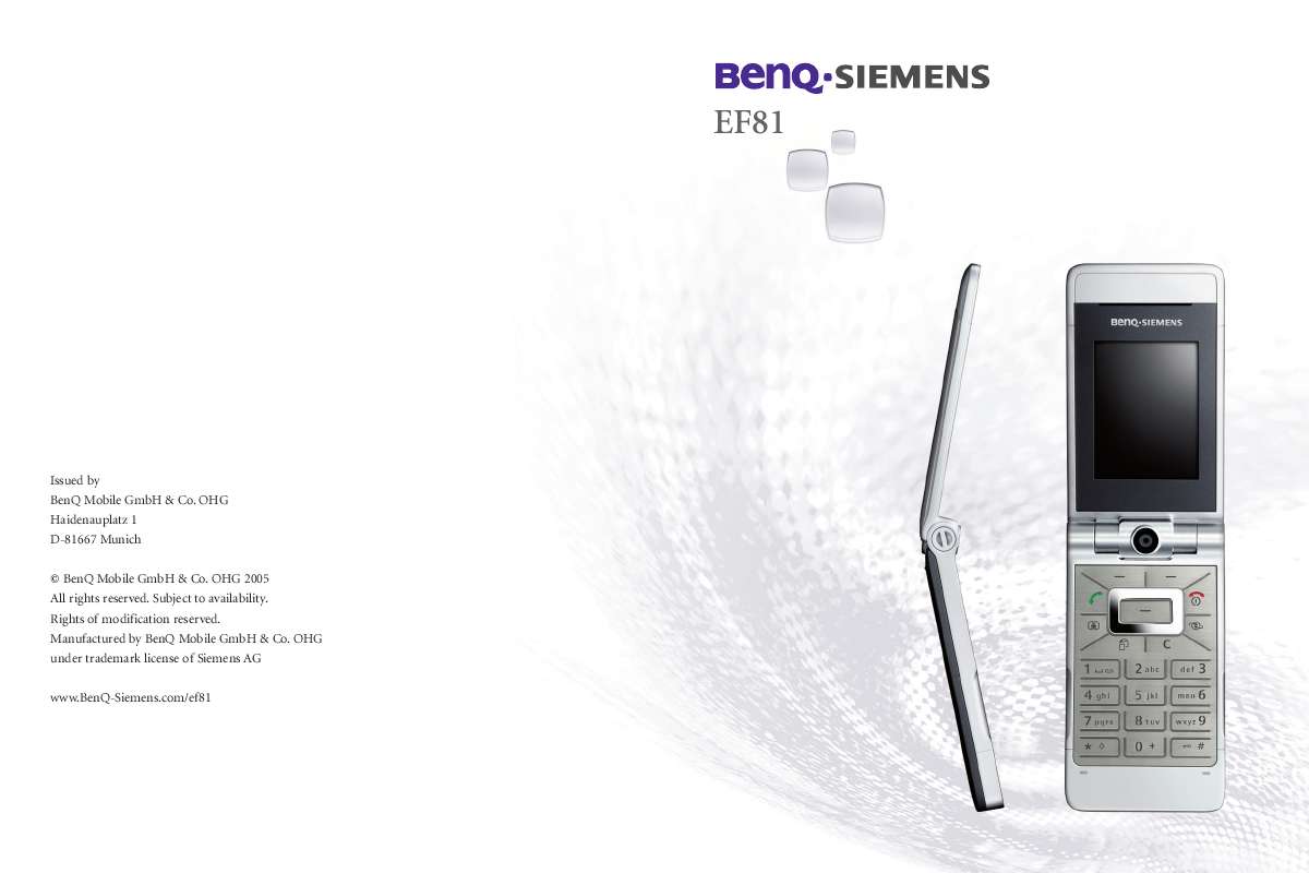 Guide utilisation BENQ-SIEMENS EF81  de la marque BENQ-SIEMENS