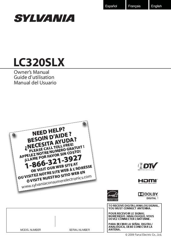 Guide utilisation  SYLVANIA LC320SLX  de la marque SYLVANIA