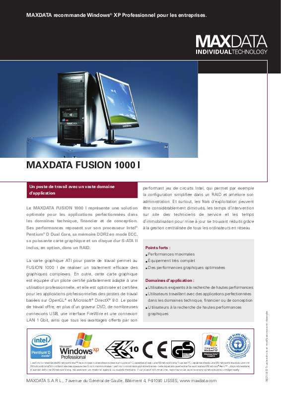 Guide utilisation MAXDATA FUSION 1000 I  de la marque MAXDATA