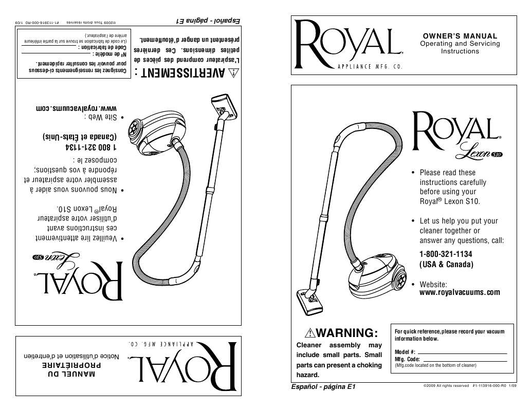 Guide utilisation  ROYAL SR30010  de la marque ROYAL
