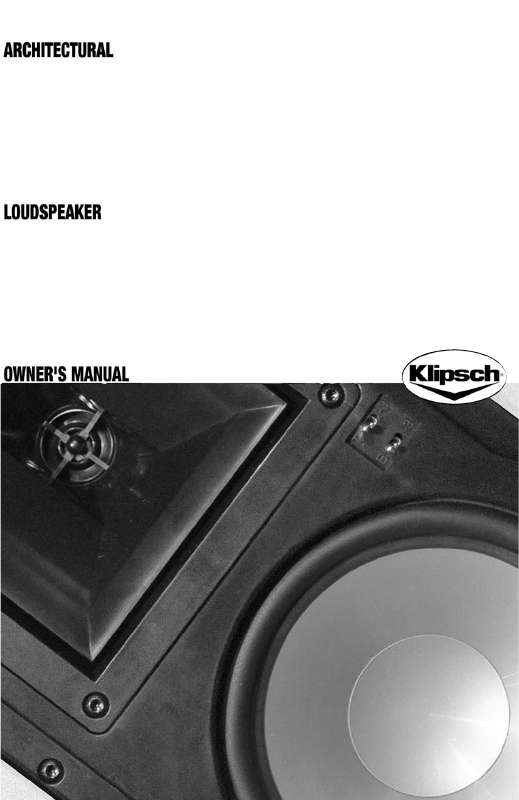 Guide utilisation KLIPSCH ARCHITECTURAL LOUDSPEAKER  de la marque KLIPSCH