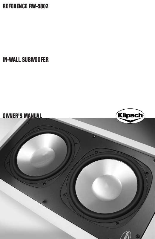Guide utilisation KLIPSCH IN-WALL SUBWOOFER  de la marque KLIPSCH
