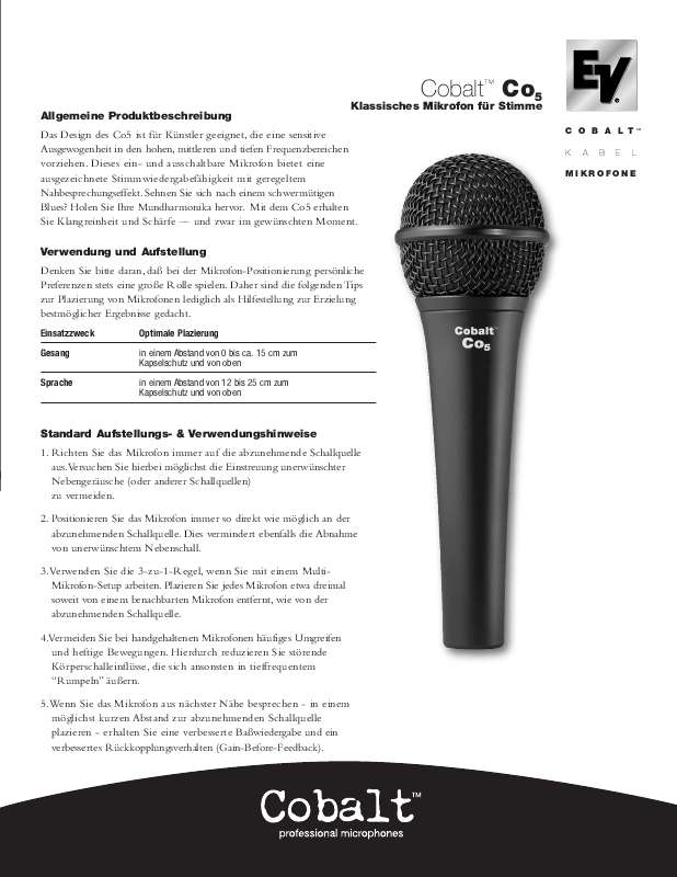 Guide utilisation  ELECTRO-VOICE C05 EDS  de la marque ELECTRO-VOICE