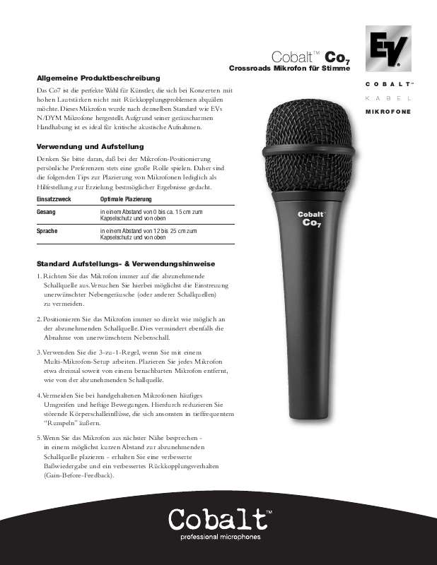 Guide utilisation  ELECTRO-VOICE C07 EDS  de la marque ELECTRO-VOICE