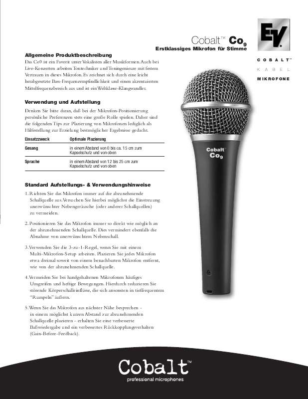 Guide utilisation  ELECTRO-VOICE C09 EDS  de la marque ELECTRO-VOICE