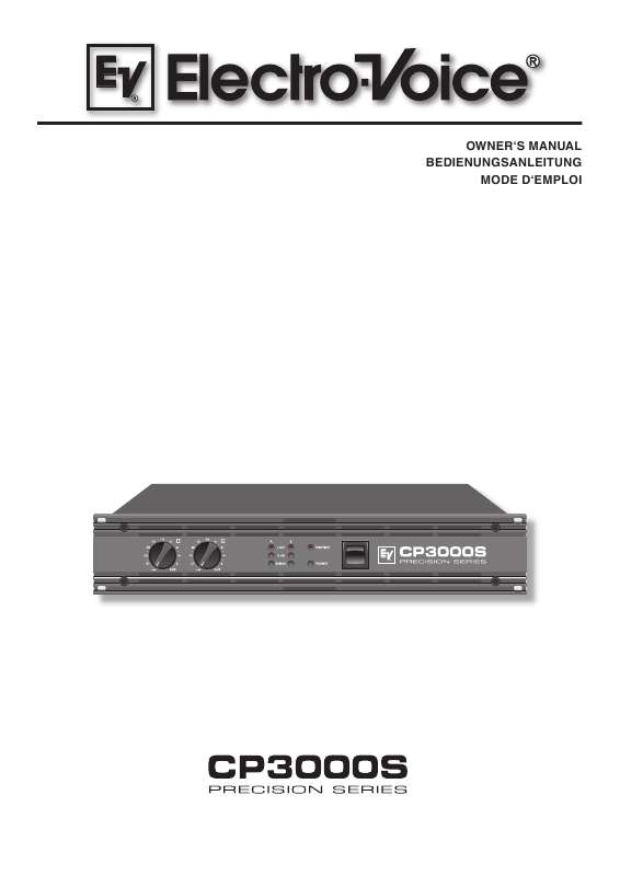 Guide utilisation  ELECTRO-VOICE CP3000S  de la marque ELECTRO-VOICE