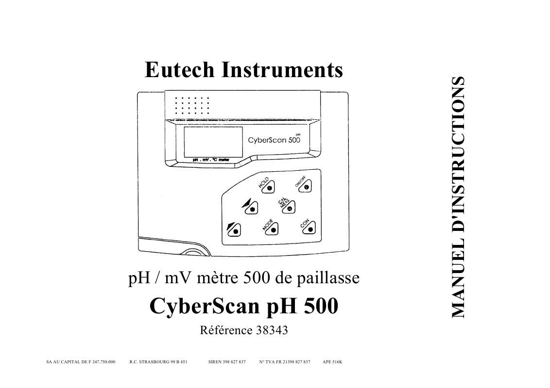Guide utilisation  EUTECH INSTRUMENTS PH500  de la marque EUTECH INSTRUMENTS