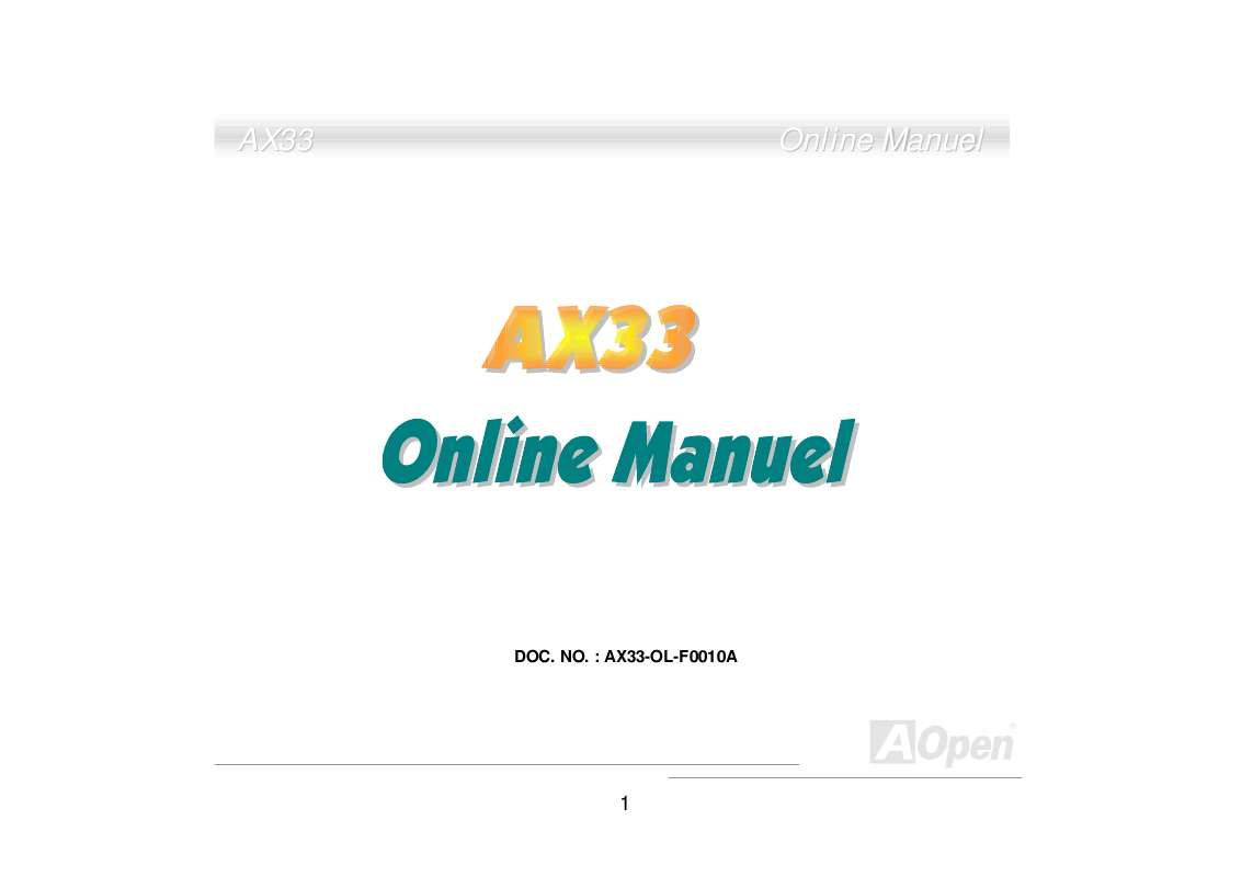 Guide utilisation  AOPEN AX33  de la marque AOPEN
