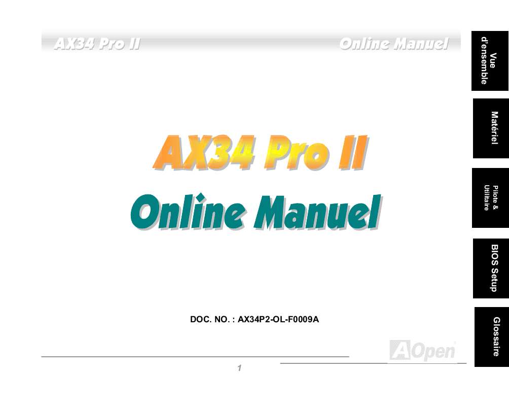 Guide utilisation  AOPEN AX34PROII  de la marque AOPEN