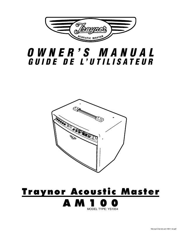 Guide utilisation  TRAYNOR AM100  de la marque TRAYNOR