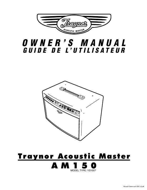 Guide utilisation  TRAYNOR AM150  de la marque TRAYNOR