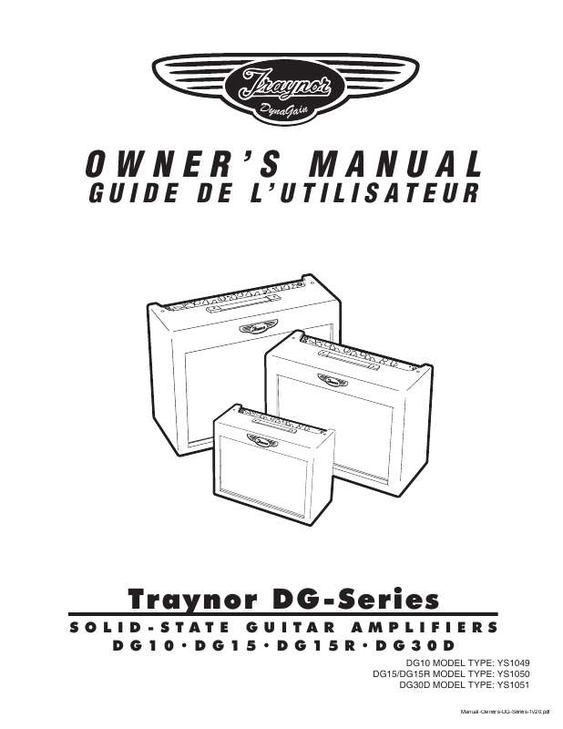 Guide utilisation  TRAYNOR DG10  de la marque TRAYNOR