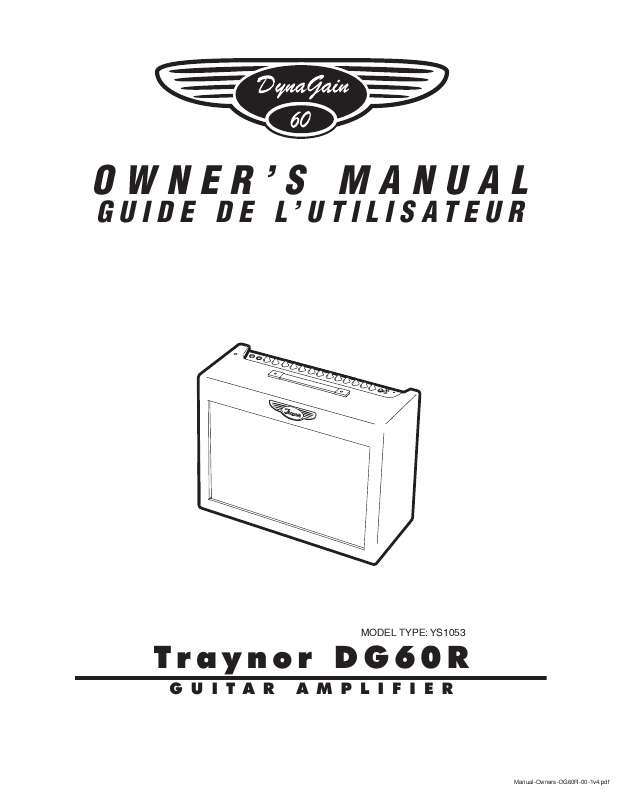 Guide utilisation  TRAYNOR DG60R  de la marque TRAYNOR