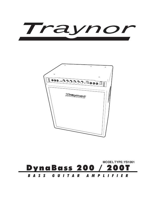 Guide utilisation  TRAYNOR DYNABASS 200  de la marque TRAYNOR