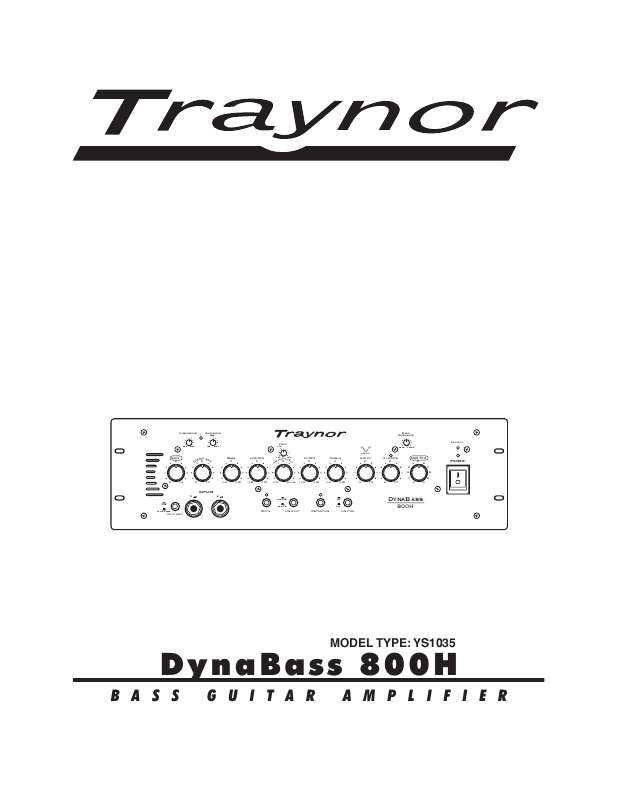 Guide utilisation  TRAYNOR DYNABASS 800H  de la marque TRAYNOR